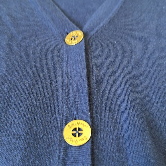 Lilly Pulitzer Womens Navy Blue Long Sleeves Button Front Cardigan Sweater Sz S - Picture 3 of 8